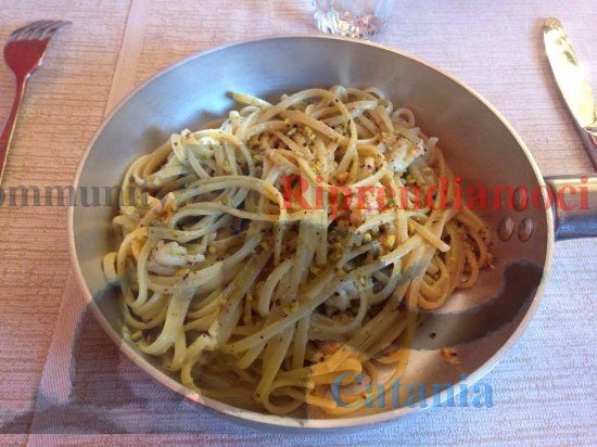 linguine gamberi e pistacchi